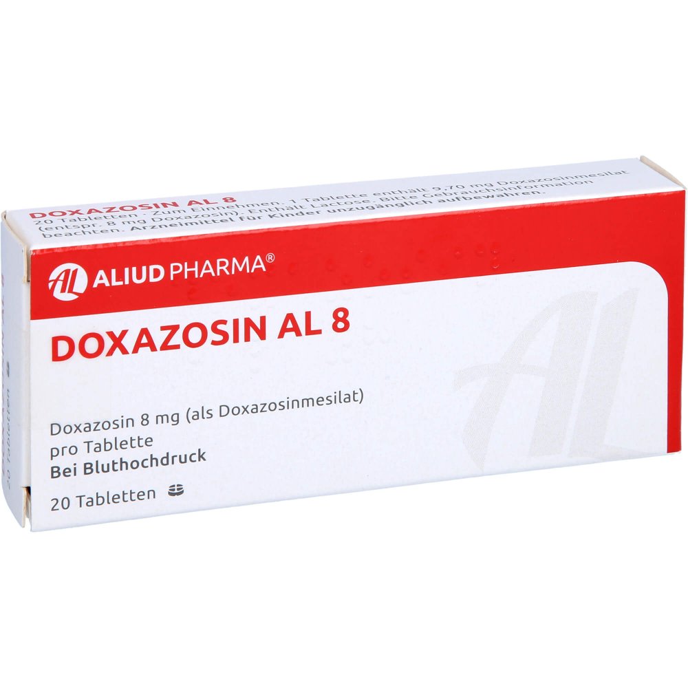 Das Produktfoto zeigt Doxazosin Al 8 Tabletten (20 stk) PZN 02457301