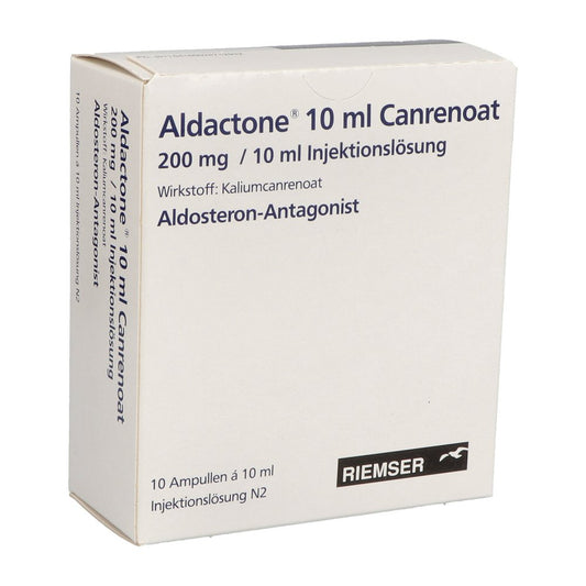 Das Produktfoto zeigt Aldactone 10 Ml Canrenoat Injektionslösung (10X10 ml) PZN 02471293