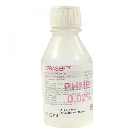 Das Produktfoto zeigt Serasept 1 Lösung (250 ml) PZN 02476161