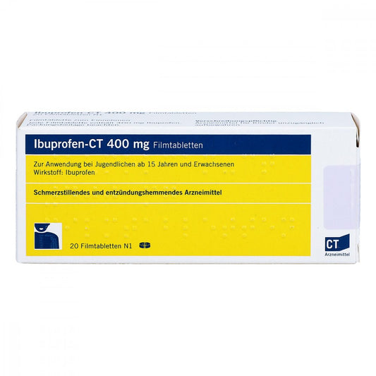Das Produktfoto zeigt Ibuprofen-Ct 400 Mg Filmtabletten (20 stk) PZN 02492326
