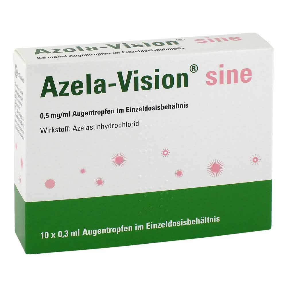 Das Produktfoto zeigt Azela-Vision Sine 0,5 Mg/Ml Augentr.I.Einzeldosis. (10X0.3 ml) PZN 02498263