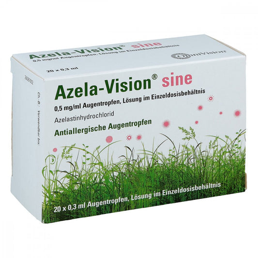 Das Produktfoto zeigt Azela-Vision Sine 0,5 Mg/Ml Augentr.I.Einzeldosis. (20X0.3 ml) PZN 02498286