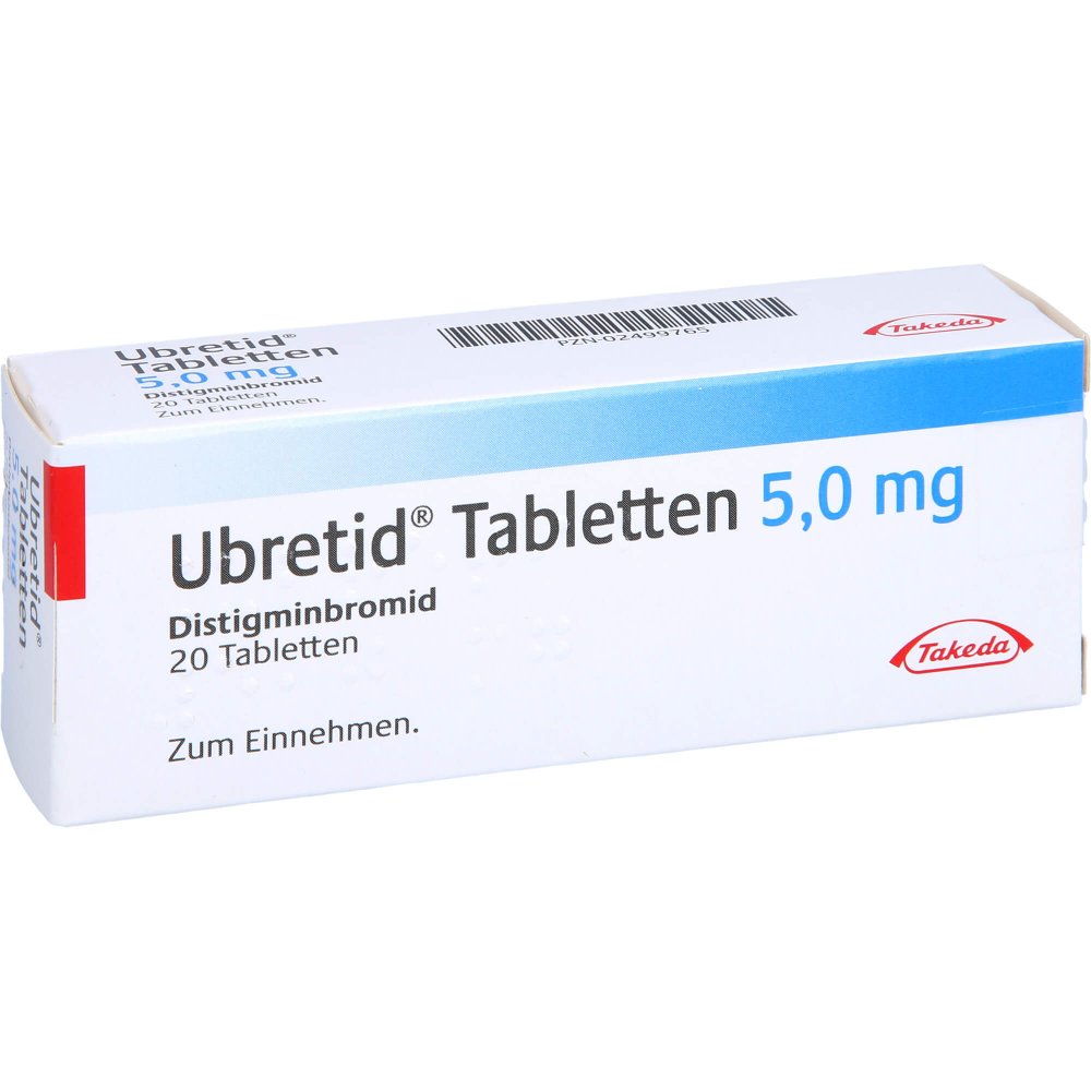 Das Produktfoto zeigt Ubretid Tabletten 5 Mg (20 stk) PZN 02499765