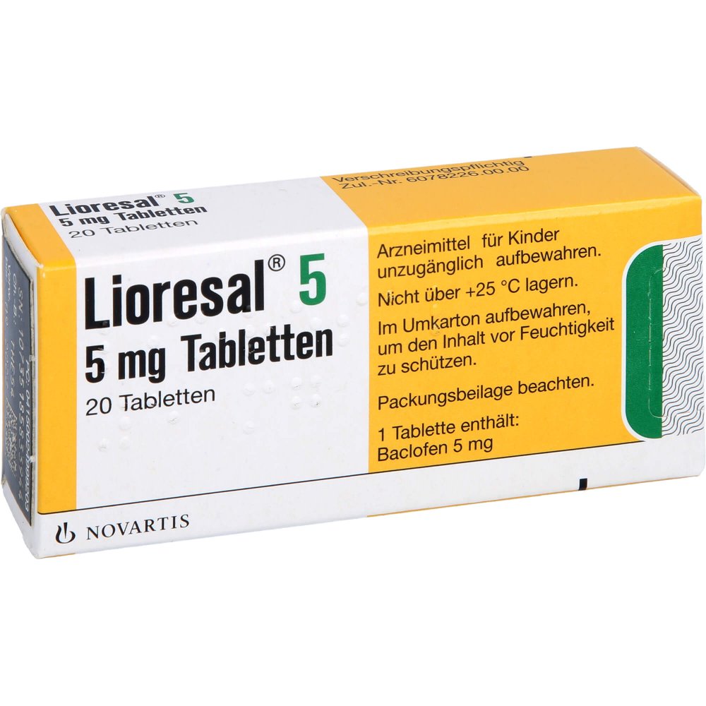 Das Produktfoto zeigt Lioresal 5 Tabletten (20 stk) PZN 02499920