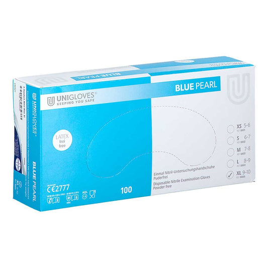 Das Produktfoto zeigt Handschuhe Einmal Nitril Xl Blau (100 stk) PZN 02500132
