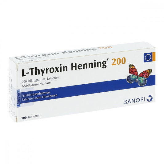 Das Produktfoto zeigt L-Thyroxin 200 Henning Tabletten (100 stk) PZN 02532876