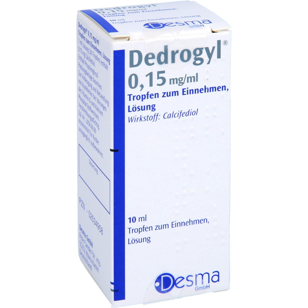 Das Produktfoto zeigt Dedrogyl 0,15 Mg/Ml Tropfen Zum Einnehmen (10 ml) PZN 02534958