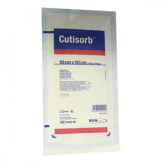 Das Produktfoto zeigt Cutisorb Saugkompressen Steril 10x20 Cm (1 stk) PZN 02536874