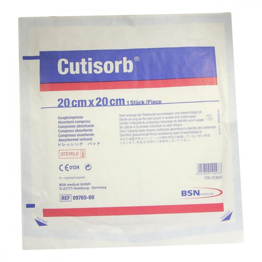Das Produktfoto zeigt Cutisorb Saugkompressen Steril 20x20 Cm (1 stk) PZN 02536911