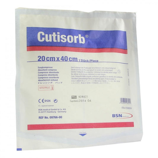 Das Produktfoto zeigt Cutisorb Saugkompressen Steril 20x40 Cm (1 stk) PZN 02536934