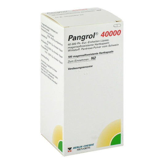 Das Produktfoto zeigt Pangrol 40.000 Hartkps.M.Magensaftr.Überz.Pell. (100 stk) PZN 02537833