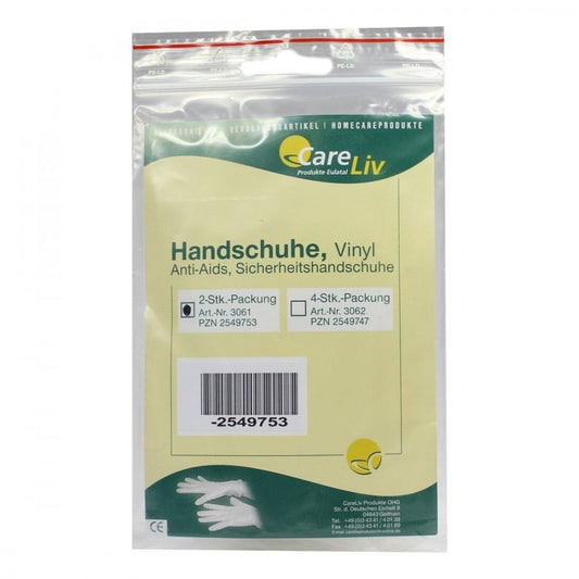 Das Produktfoto zeigt Handschuhe Vinyl Anti Aids (2 stk) PZN 02549753