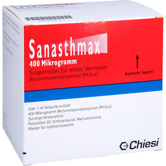 Das Produktfoto zeigt Sanasthmax 400 Μg Suspension F.Einen Vernebler (40X1 ml) PZN 02568147