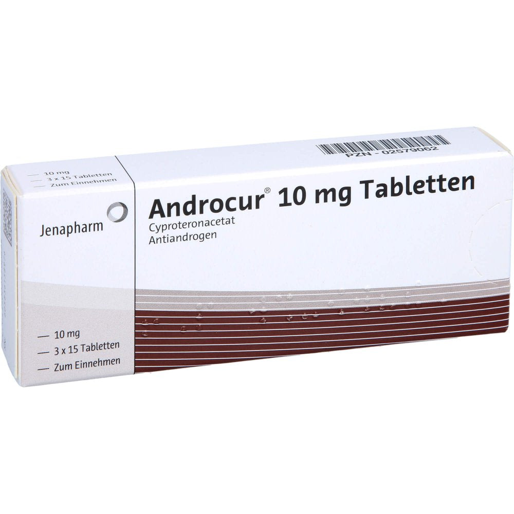 Das Produktfoto zeigt Androcur 10 Tabletten (3X15 stk) PZN 02579062