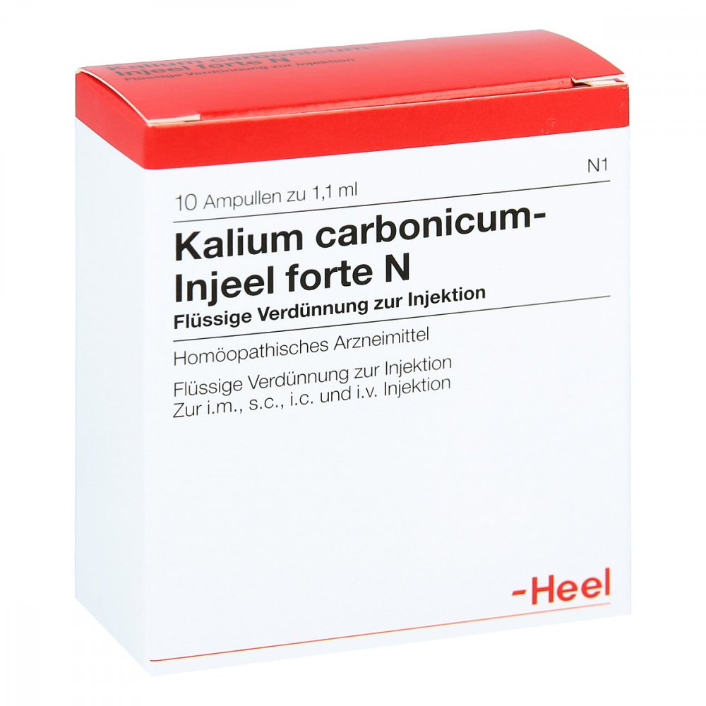 Das Produktfoto zeigt Kalium Carbonicum Injeel Forte N Ampullen (10 stk) PZN 02581343