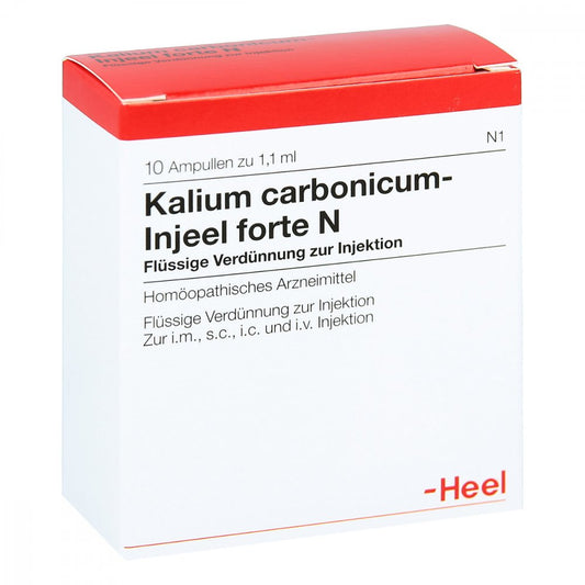 Das Produktfoto zeigt Kalium Carbonicum Injeel Forte N Ampullen (10 stk) PZN 02581343