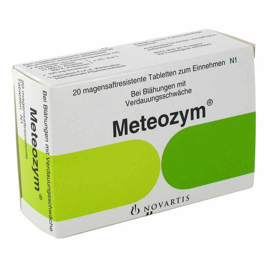 Das Produktfoto zeigt Meteozym Filmtabletten (20 stk) PZN 02584784
