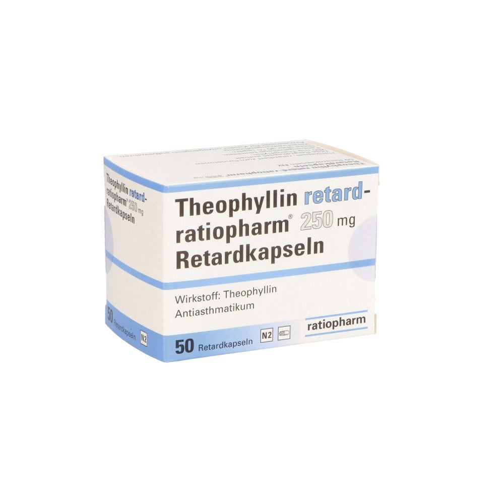Das Produktfoto zeigt Theophyllin Retard-Ratiopharm 250 Mg Retardkapseln (50 stk) PZN 02588486