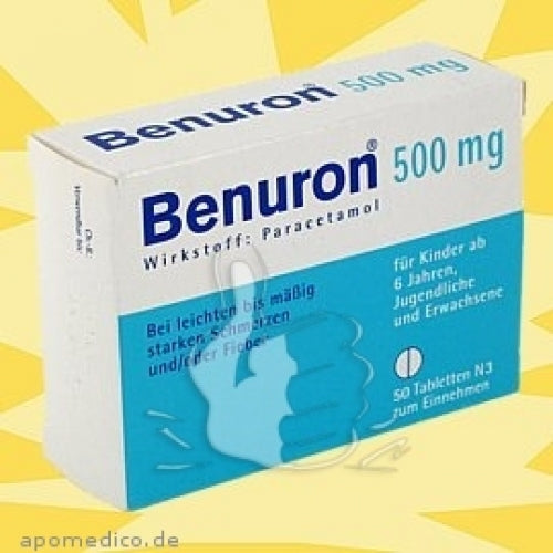Das Produktfoto zeigt Ben-U-Ron 500 Mg Tabletten (50 stk) PZN 02622929