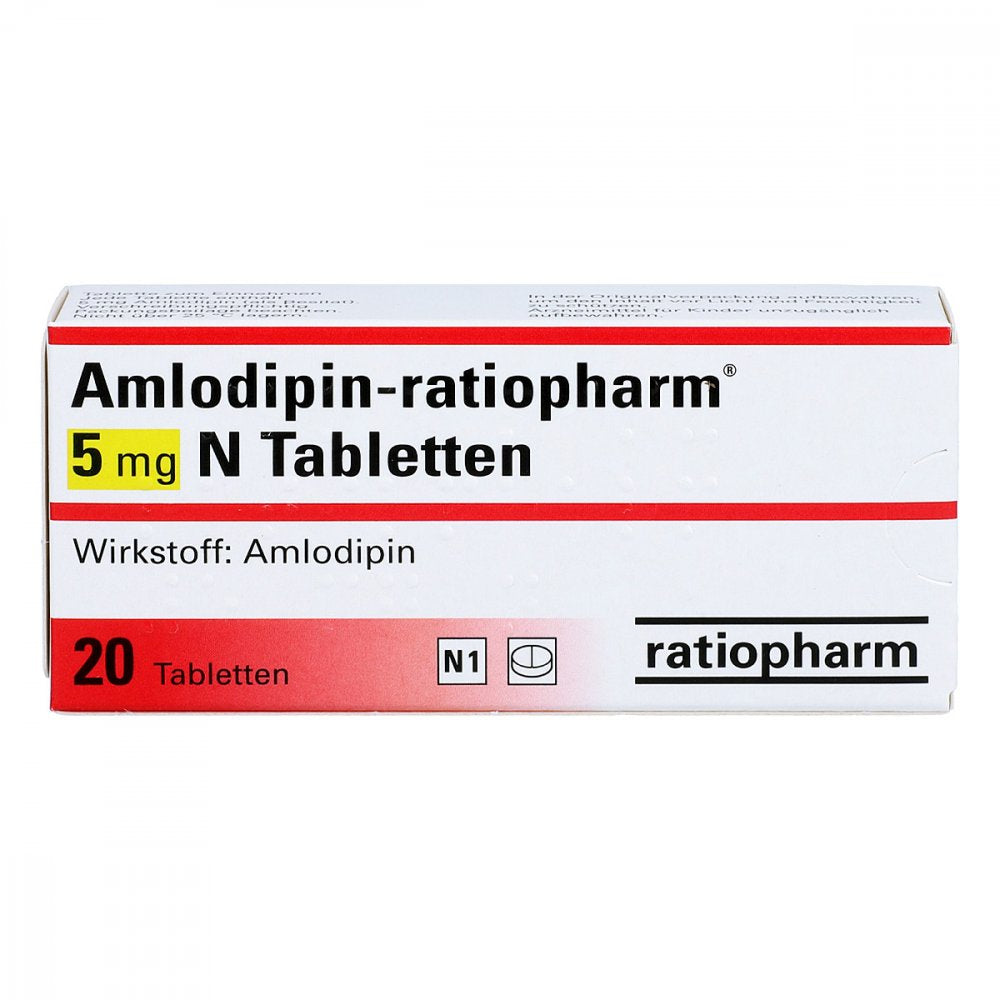 Das Produktfoto zeigt Amlodipin-Ratiopharm 5 Mg N Tabletten (20 stk) PZN 02634097
