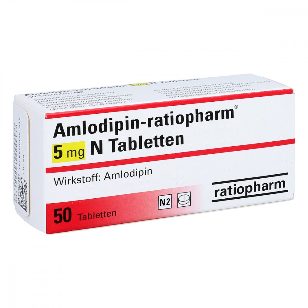 Das Produktfoto zeigt Amlodipin-Ratiopharm 5 Mg N Tabletten (50 stk) PZN 02634105