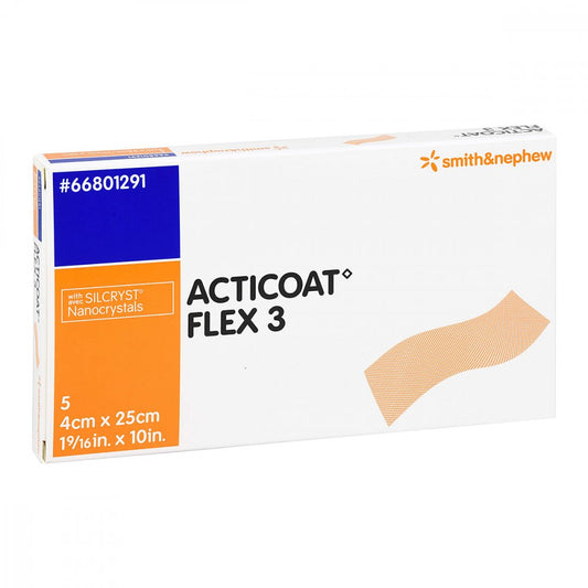 Das Produktfoto zeigt Acticoat Flex 3 4x25 Cm Verband (5 stk) PZN 02646634