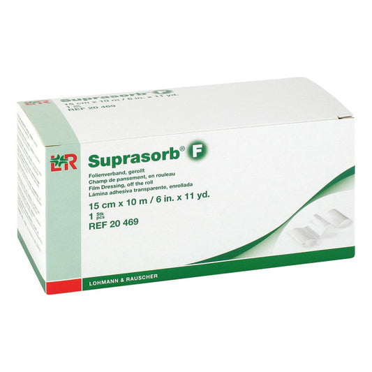 Das Produktfoto zeigt Suprasorb F Folien-Wundverb.15 Cmx10 M Unste.Rolle (1 stk) PZN 02650191