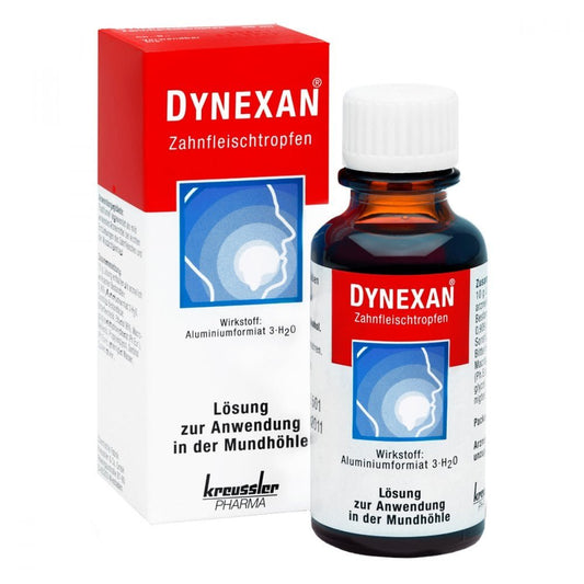 Das Produktfoto zeigt Dynexan Zahnfleischtropfen (30 ml) PZN 02650529