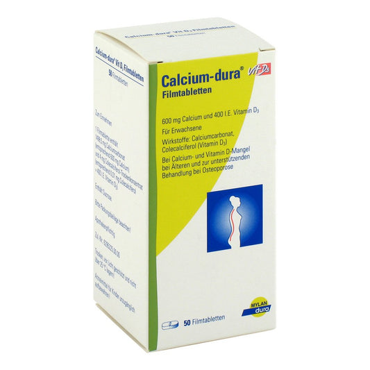 Das Produktfoto zeigt Calcium Dura Vit D3 Filmtabletten (50 stk) PZN 02654496