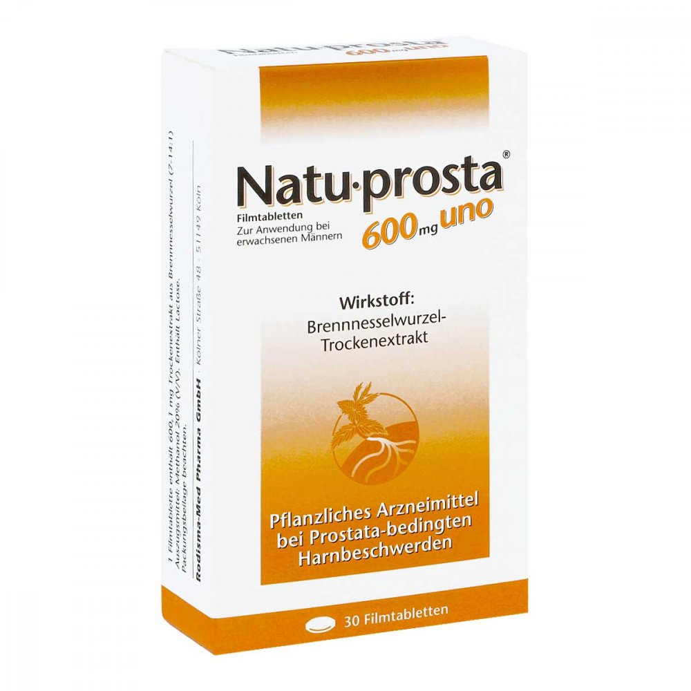 Das Produktfoto zeigt Natuprosta 600 Mg Uno Filmtabletten (30 stk) PZN 02680789