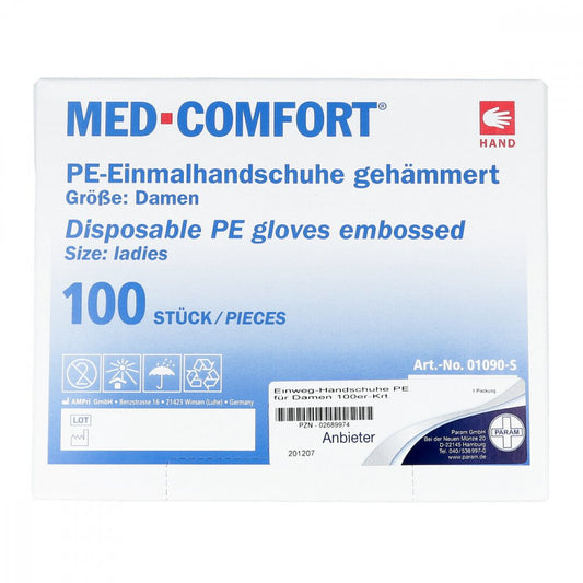 Das Produktfoto zeigt Handschuhe Einmal F.Damen Karton (100 stk) PZN 02689974