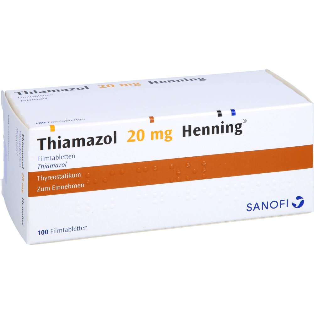 Das Produktfoto zeigt Thiamazol 20 Mg Henning Filmtabletten (100 stk) PZN 02708631