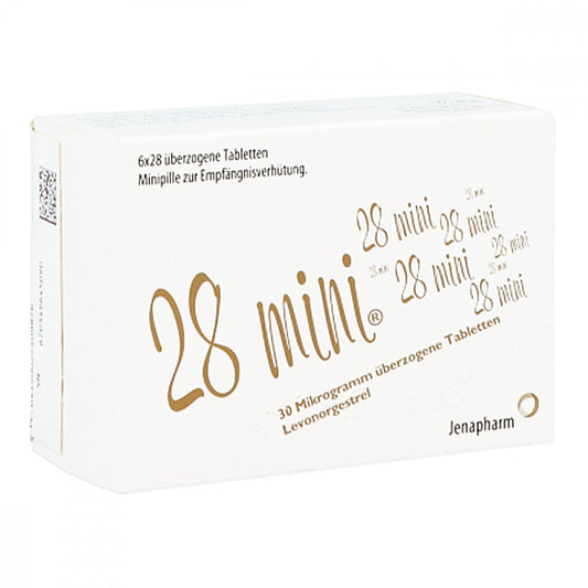 Das Produktfoto zeigt 28 Mini 0,030 Mg Überzogene Tabletten (6X28 stk) PZN 02710987