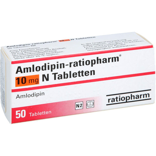 Das Produktfoto zeigt Amlodipin-Ratiopharm 10 Mg N Tabletten (50 stk) PZN 02716599
