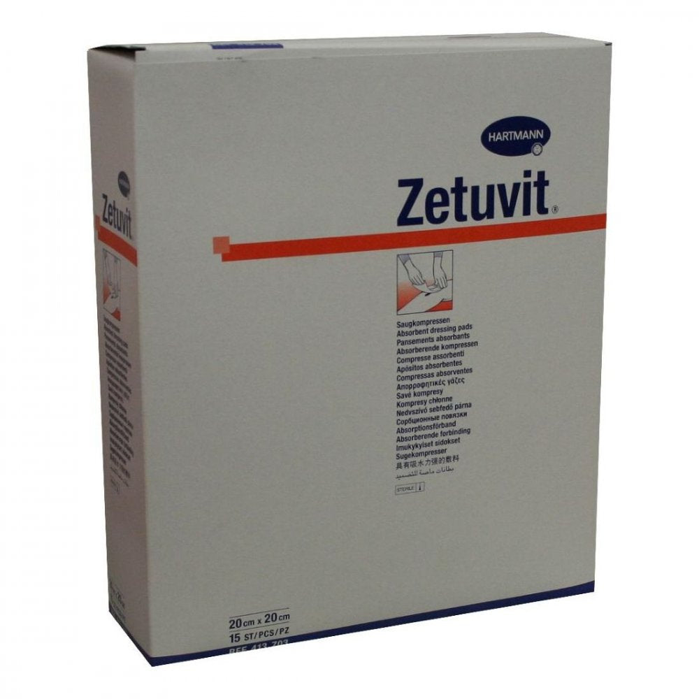 Das Produktfoto zeigt Zetuvit Saugkompressen Steril 20x20 Cm (15 stk) PZN 02724363