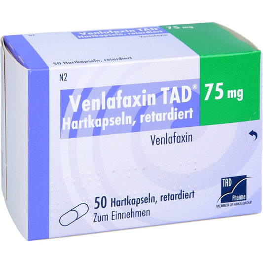Das Produktfoto zeigt Venlafaxin Tad 75 Mg Hartkapseln Retardiert (50 stk) PZN 02726528