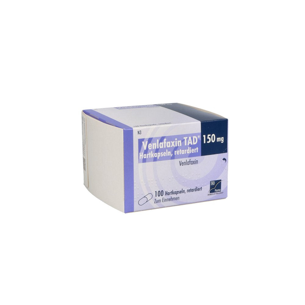 Das Produktfoto zeigt Venlafaxin Tad 150 Mg Hartkapseln Retardiert (100 stk) PZN 02727806
