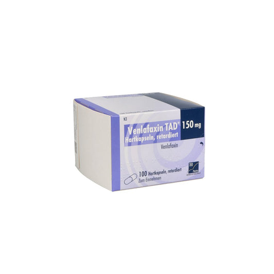 Das Produktfoto zeigt Venlafaxin Tad 150 Mg Hartkapseln Retardiert (100 stk) PZN 02727806