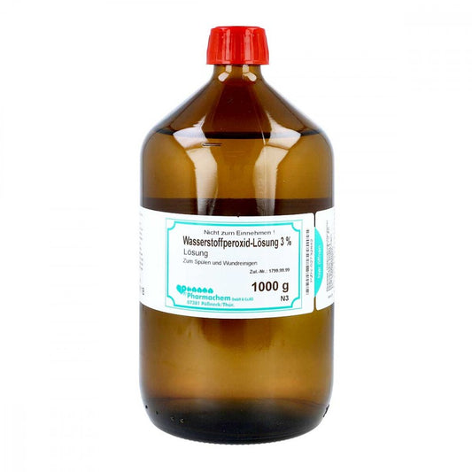 Das Produktfoto zeigt Wasserstoffperoxid Lösung 3% (1000 g) PZN 02732842