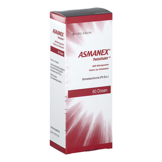Das Produktfoto zeigt Asmanex Twisthaler 400 Μg 60 Hub Inhalationspulver (1 stk) PZN 02735510