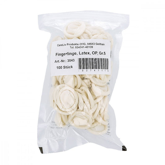 Das Produktfoto zeigt Fingerling Latex Op Gr.5 (100 stk) PZN 02741114