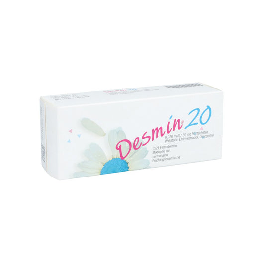Das Produktfoto zeigt Desmin 20 Filmtabletten (6X21 stk) PZN 02742970
