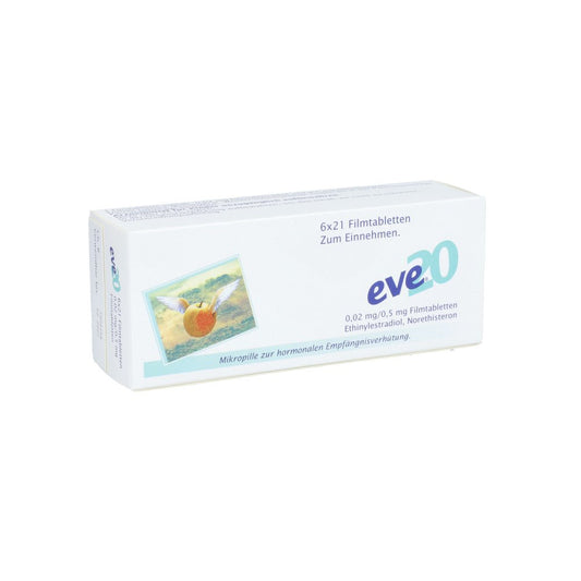 Das Produktfoto zeigt Eve 20 Filmtabletten (6X21 stk) PZN 02742993