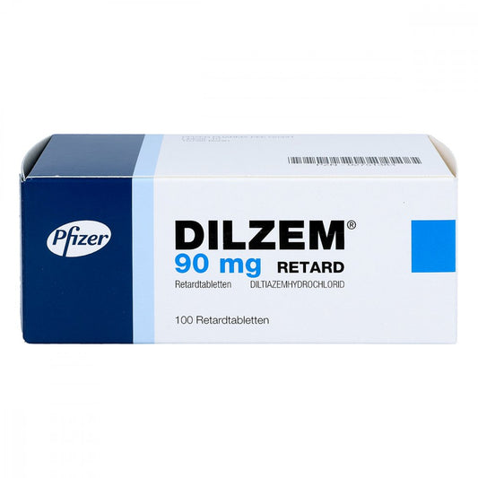 Das Produktfoto zeigt Dilzem 90 Mg Retard Tabl. (100 stk) PZN 02751383