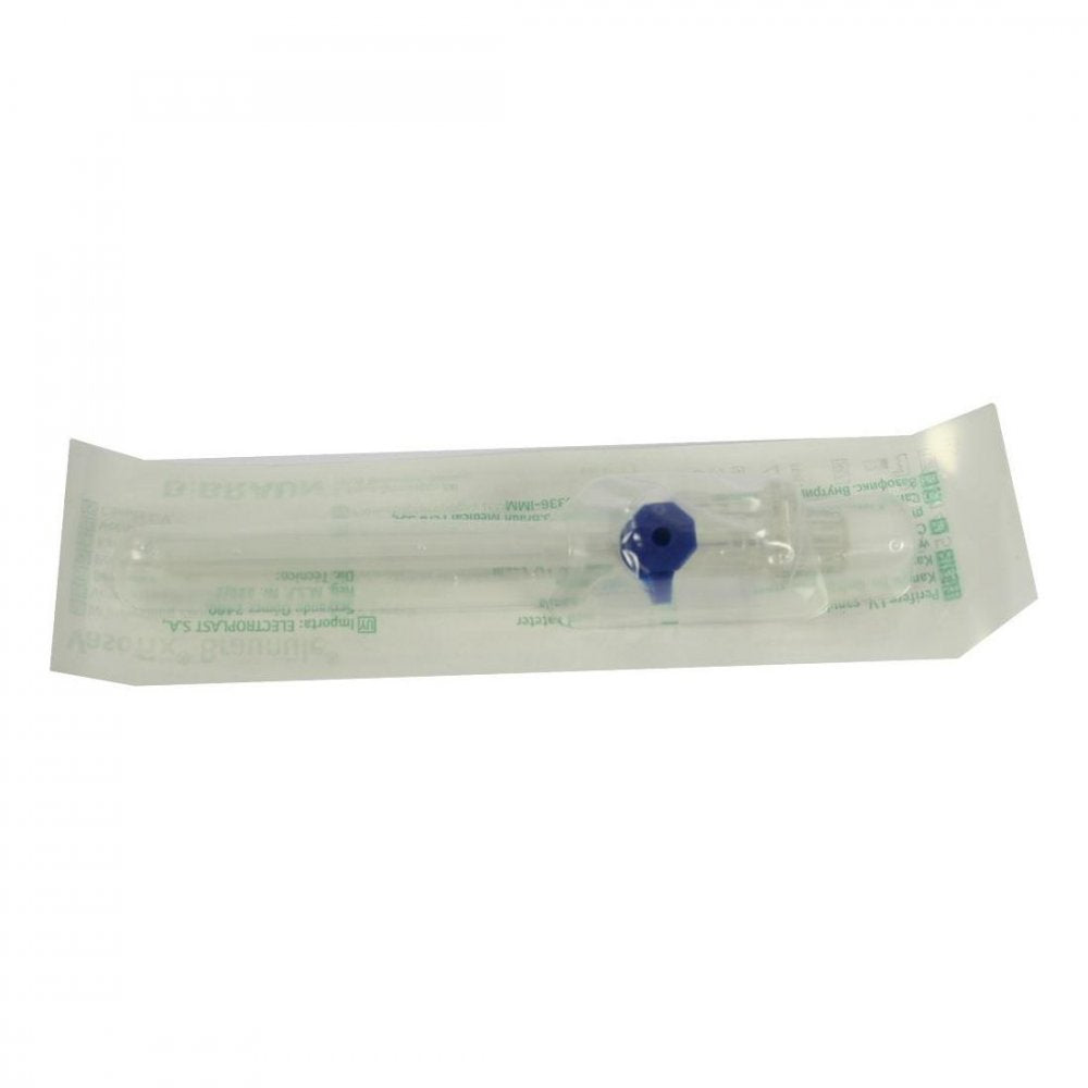 Das Produktfoto zeigt Vasofix Braunüle 22 G 25 Mm Blau (1 stk) PZN 02758801