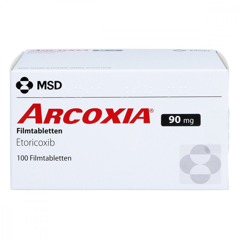 Das Produktfoto zeigt Arcoxia 90 Mg Filmtabletten (100 stk) PZN 02760985