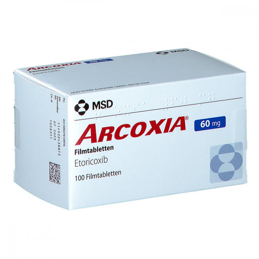 Das Produktfoto zeigt Arcoxia 60 Mg Filmtabletten (100 stk) PZN 02761097