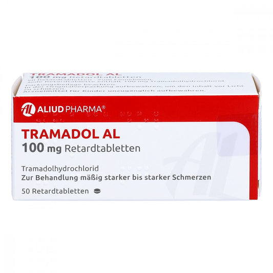 Das Produktfoto zeigt Tramadol Al 100 Mg Retardtabletten (50 stk) PZN 02765942