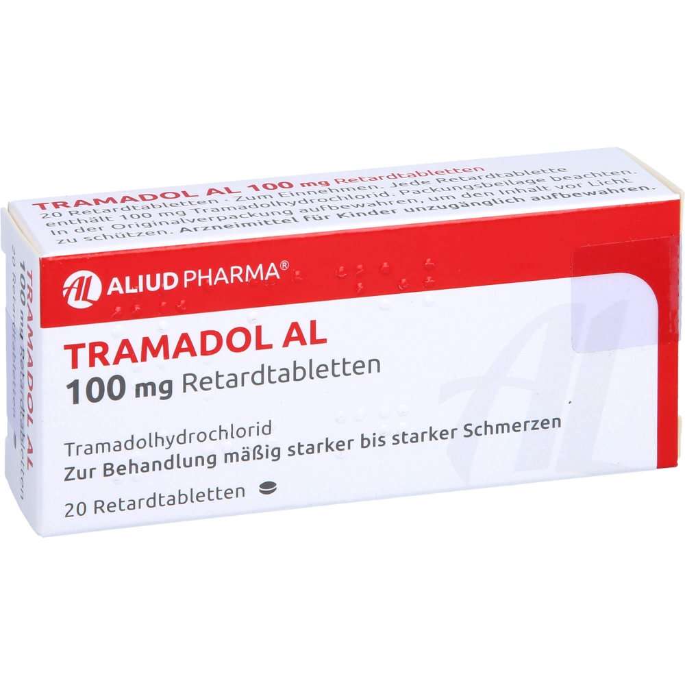 Das Produktfoto zeigt Tramadol Al 100 Mg Retardtabletten (20 stk) PZN 02765959