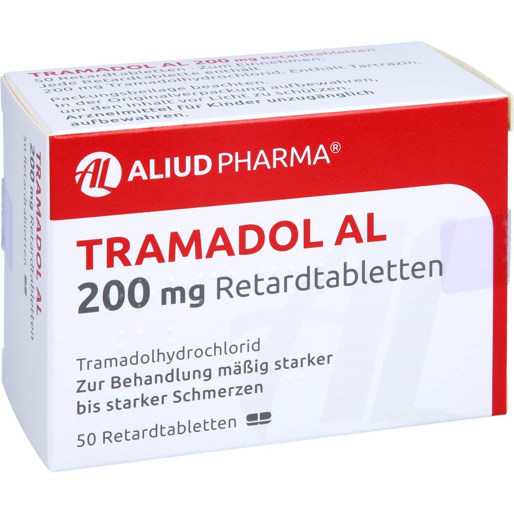 Das Produktfoto zeigt Tramadol Al 200 Mg Retardtabletten (50 stk) PZN 02766060